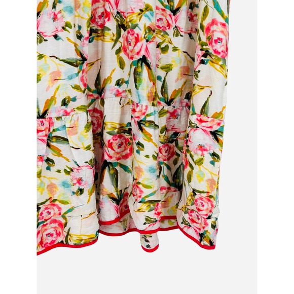 UMGEE Floral Maxi Dress Tiered Ruffle Cap Sleeve Collared V Neck XL - Picture 5 of 9